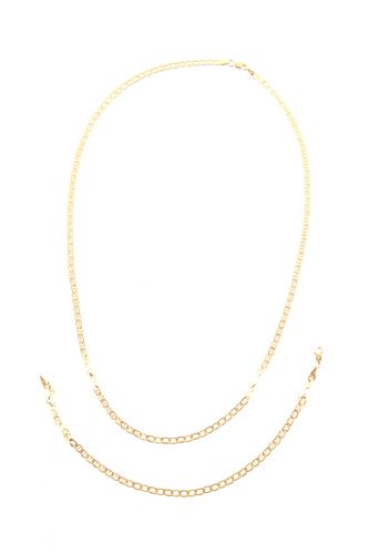 Italian Mariner Link Chain 14K Necklace & Bracelet