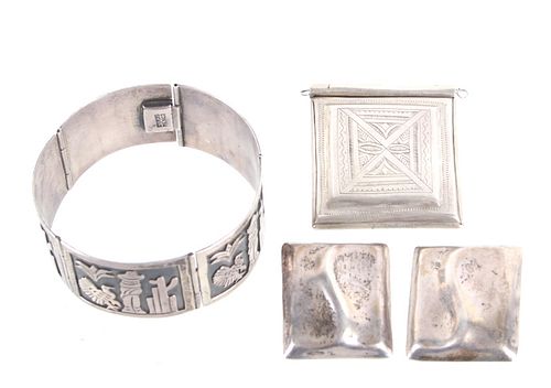 Mexico Sterling Silver Bracelet, Earrings, Pendant