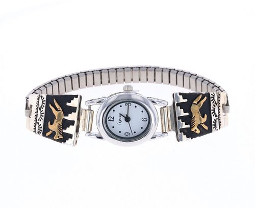 Navajo Tommy Singer Gold & Sterling Watch Cuff