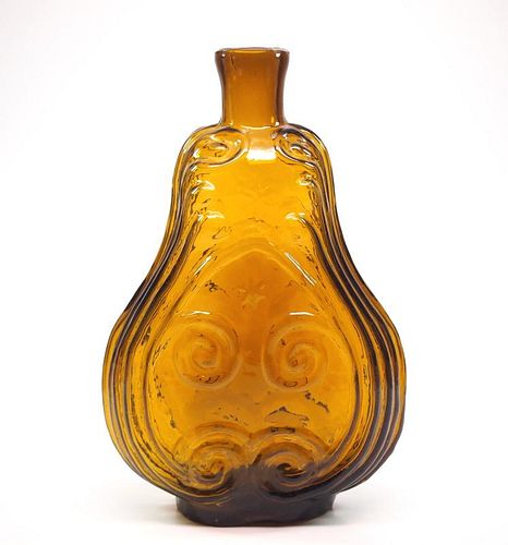 Pattern-molded Scroll flask