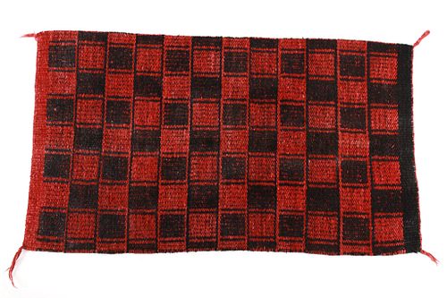 Hand Woven Mexican Checkered Rug c. 1940's