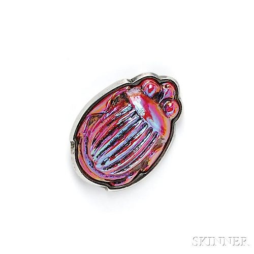 Sterling Silver and Favrile Glass Scarab Brooch, Tiffany & Co.