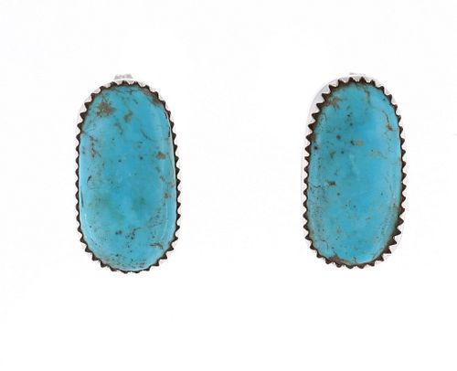Navajo Blue Gem Turquoise Sterling Earrings