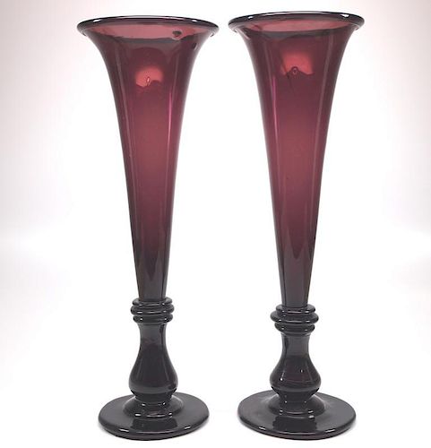 Free-blown vases, pair