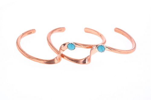 Navajo G. Skeets Turquoise & Copper Bracelets (2)