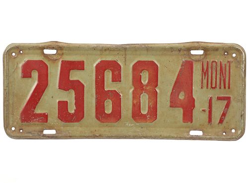 Original 1917 Montana License Plate