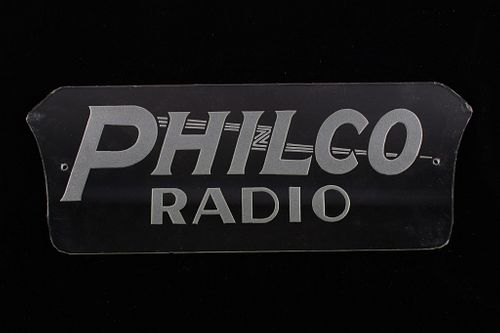 Philco Radio Reverse Painted Glass Panel Sign