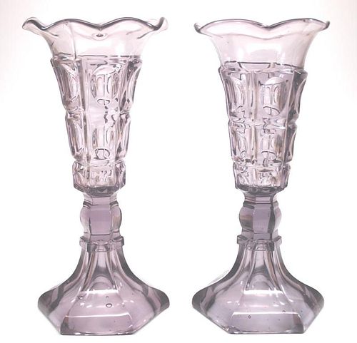 Pattern-molded vases, pair