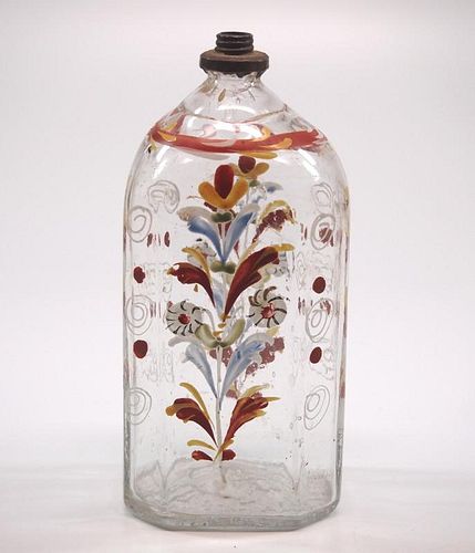 Stiegel-type painted spirits flask