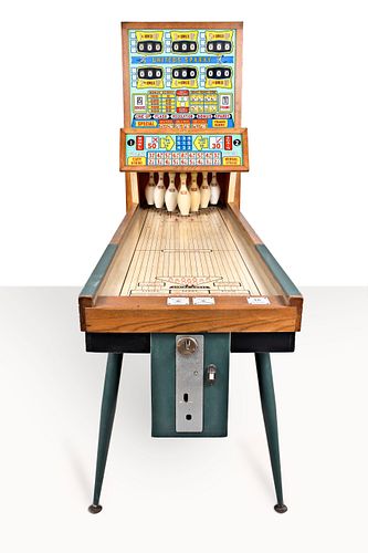 A mid 20th century United Mfg. Co. coin operated Sparky bowling arcade game