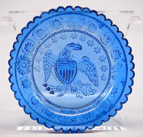 Lacy glass Eagle cup plate