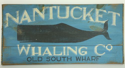 Contemporary "Nantucket Whaling Co. - Old South Wharf" Hand Painted Sign