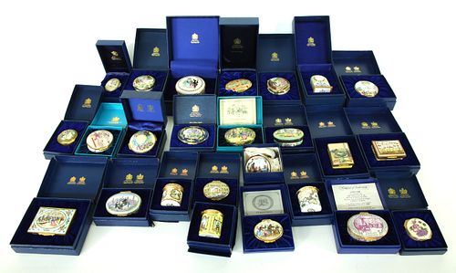 Collection of Twenty-Five Halcycon Days Enamel Boxes Including an Antique one, circa 1765
