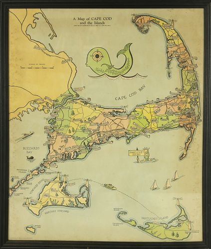 Vintage Framed Map of "Cape Cod and the Islands"