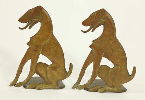 Pair of Art Deco Bronze Seated Dog Bookends, 2nd Quarter of the 20th Century