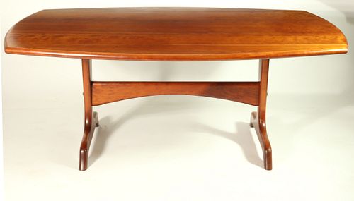 Signed Stephen Swift Cherry Trestle Dining Table, circa 1999