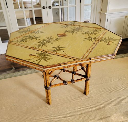 Decorated Octagonal Bamboo Breakfast Table