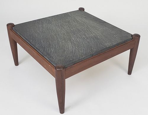 Mid-Century Modern Walnut Slate Top Coffee Side Table, Adrian Pearsall