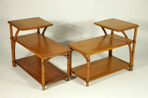 Pair of Vintage Mid-Century Modern Three Tier Heywood Wakefield End Tables