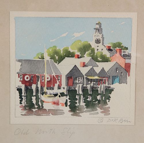 Doris and Richard Beer Watercolor on Paper "Old North Slip"