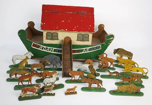 Folk Art Crafted Noah's Ark, circa 1970s