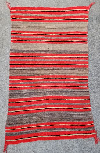 Vintage Navajo Native American Indian Striped Weaving Rug Blanket