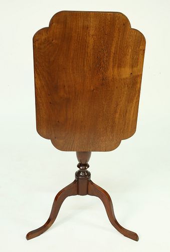 Mahogany Tripod Tilt Top Candlestand with Shaped Top, 19th Century