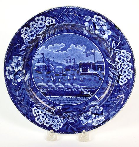 Historic Staffordshire Plate "The Landing of General Lafayette at Castle Garden, New York, 16 August 1824"
