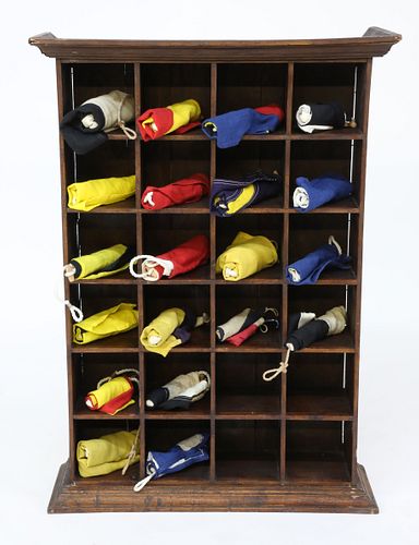 Vintage Signal Flags Housed in a Pigeon Hole Cabinet