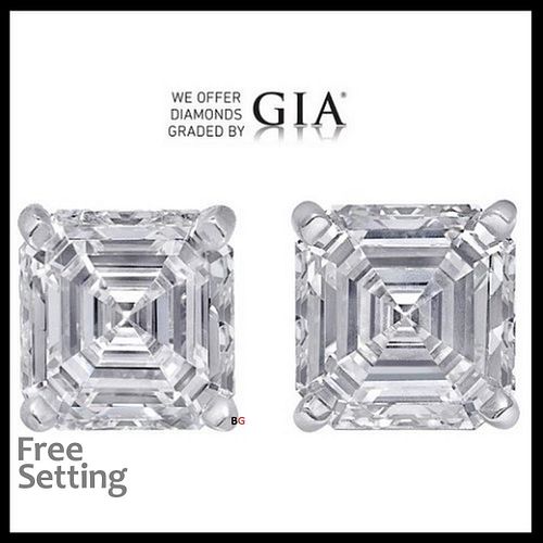 8.03 carat diamond pair Square Emerald cut Diamond GIA Graded 1) 4.02 ct, Color E, VVS2 2) 4.01 ct, Color F, VS1. Appraised Value: $767,800 