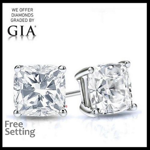 5.01 carat diamond pair Cushion cut Diamond GIA Graded 1) 2.51 ct, Color D, VVS2 2) 2.50 ct, Color D, VS1. Appraised Value: $225,300 
