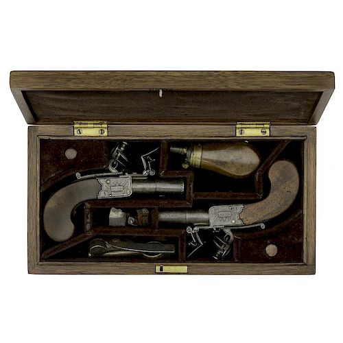 Cased Flinlock Boxlock Pistols By Wallis