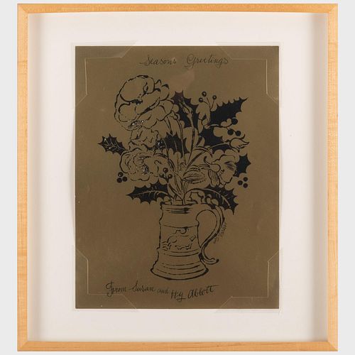 Andy Warhol (1928-1987): Flowers and Holly- Christmas Card