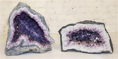 * Two Large Geodes. Height of taller 17 1/4 inches.