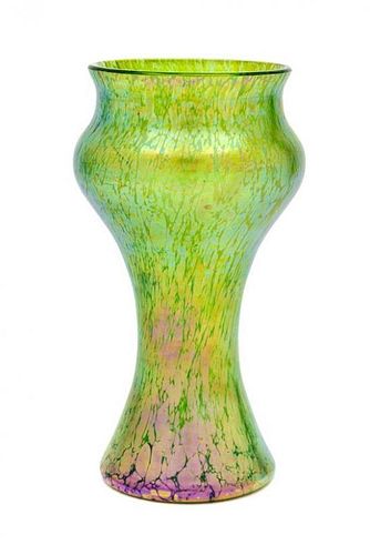 * A Loetz Glass Vase Height 7 1/2 inches.