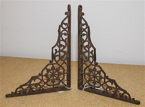 A Pair of Iron Filigree Fittings Height 6 x width 8 inches.
