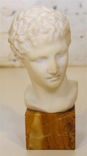 * A Continental Marble Bust Height overall 8 1/2 inches.