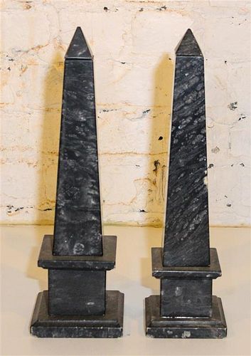 * A Pair of Obelisks. Height 14 1/4 inches.