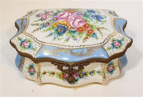 * A Sevres Style Porcelain Table Casket. Width 9 3/4 inches.