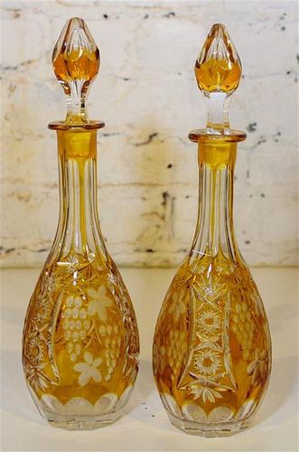 * A Pair of Bohemian Decanters. Height 12 1/2 inches.