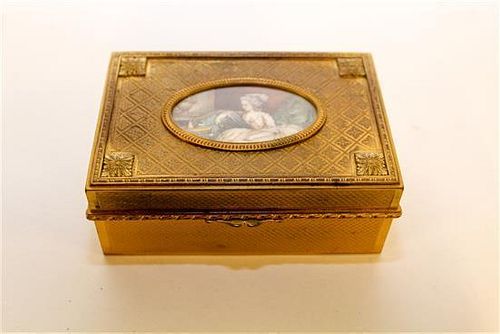 * A French Portrait Miniature Inset Table Casket. Width 4 3/4 inches.