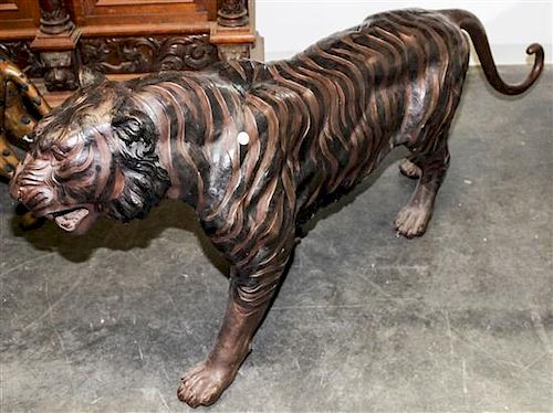 * A Bronze Tiger. Length 80 inches.