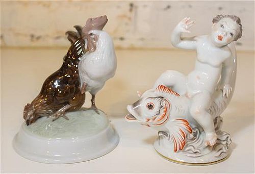 * Two Rosenthal Porcelain Figural Groups. Height 6 inches.