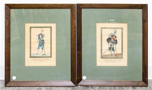 * A Pair of Handcolored Engravings. 8 1/2 x 6 inches.