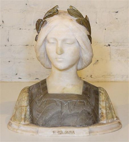 * An Italian Alabaster Bust. Height overall 15 inches.