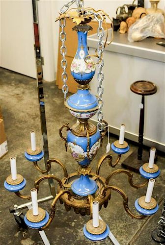 * A Sevres Style Eight-Light Chandelier. Height 35 inches.