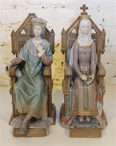 * A Pair of Lladro Porcelain Figures. Height 13 3/4 inches.