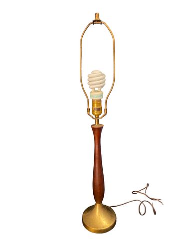 Mid Century Walnut with Teak Finish and Brass Lamp