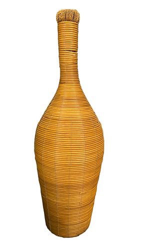 Modernist Wicker and Wire Vase 