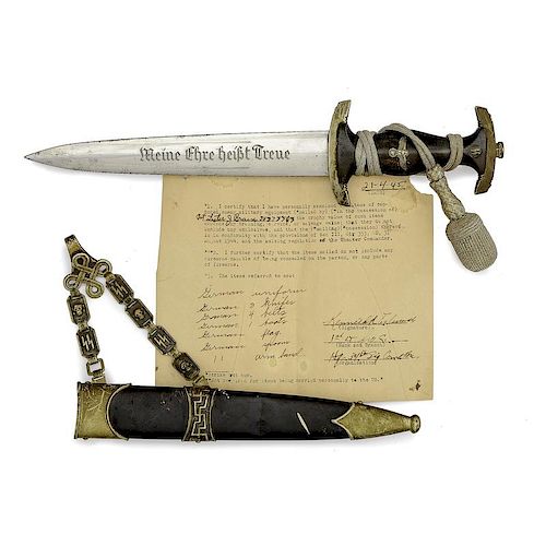 Chained SS Dagger with Portepee With Capture Papers